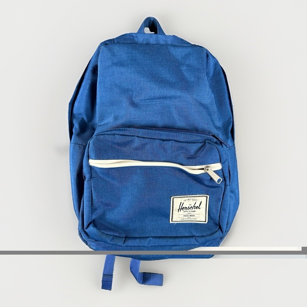 Herschel Laptop Backpack Padded Pockets Zippers Blue Red Striped Inside